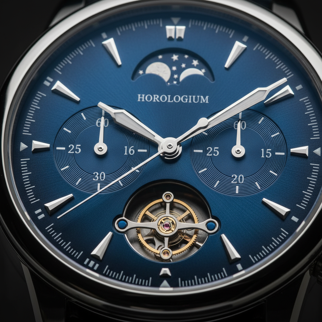 Close-up of a luxury mechanical watch face